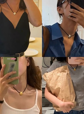 解忧 饰物博主fever同款网红小贝壳吊坠项链Astre黑色绳子锁骨链