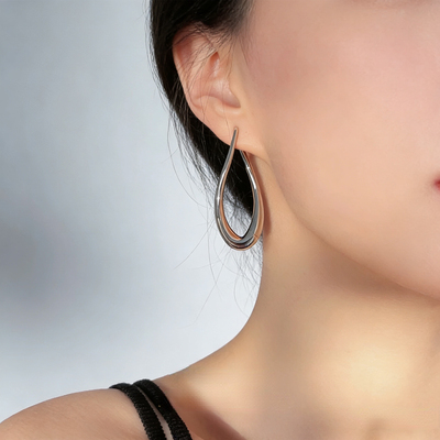 解忧 饰物欧美极简金属耳饰时髦复古法式小众不规则环形设计耳环