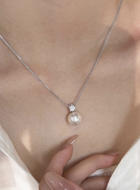 解忧饰物戴妃款珍珠吊坠项链女配饰锁骨链2026新款轻奢小众可调节