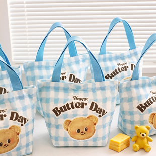 可爱黄油小熊儿童伴手礼品袋卡通帆布包包手提幼儿园实用礼品袋