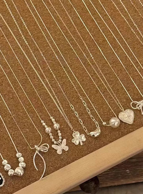 博主同款银色爱心项链2025春夏新款气质桃心形高级小众百搭锁骨链