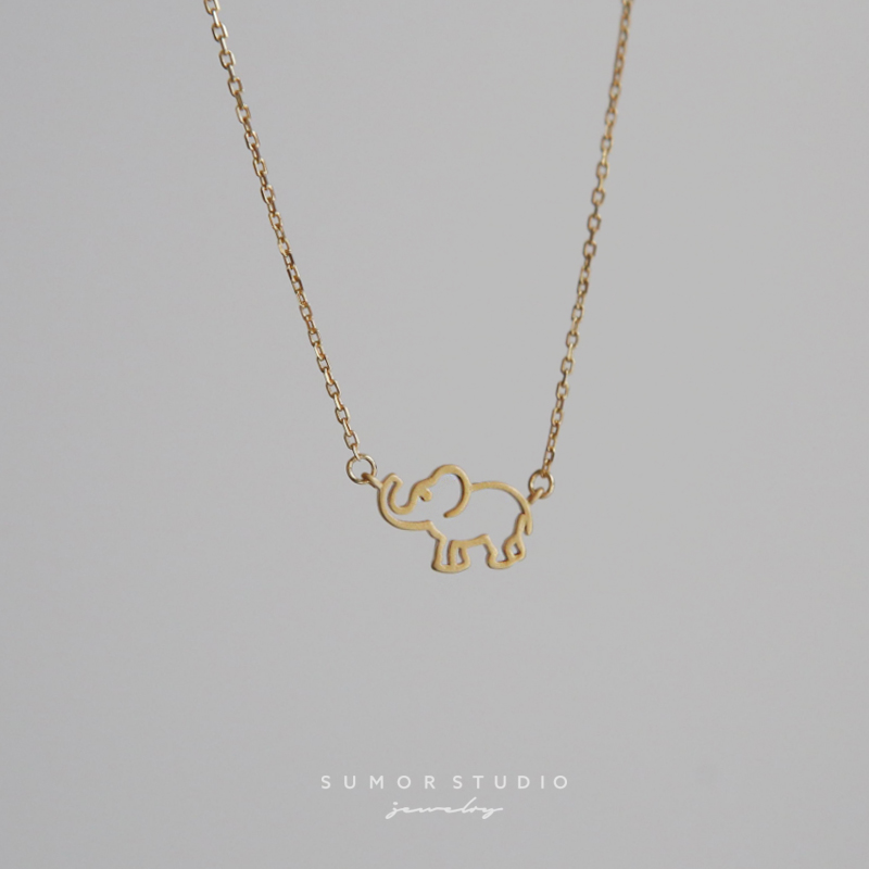 气质款幸运小象纯银镀金s925项链