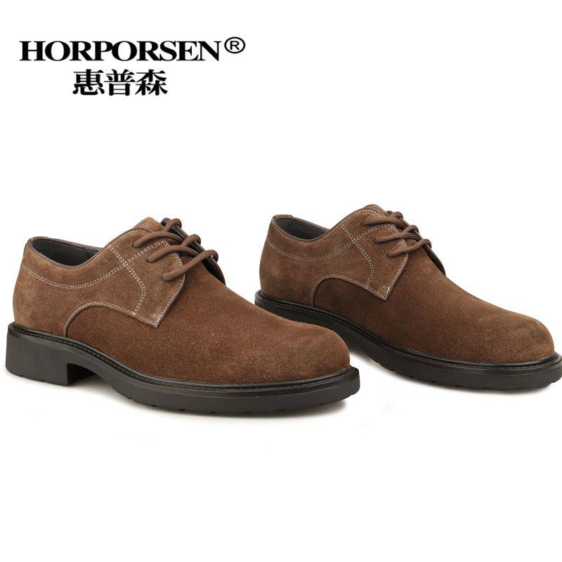HORPORSEN/英伦风翻毛男皮鞋商务休闲反绒磨砂牛皮男鞋厚底真皮鞋