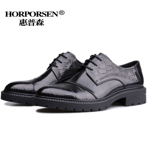 惠普森厚底橡胶大底商务男皮鞋