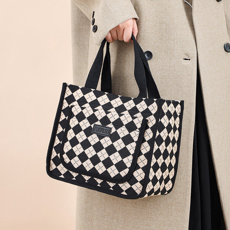 女士帆布手提袋手提包包女包大容量通勤上班族字母简约休闲妈咪包