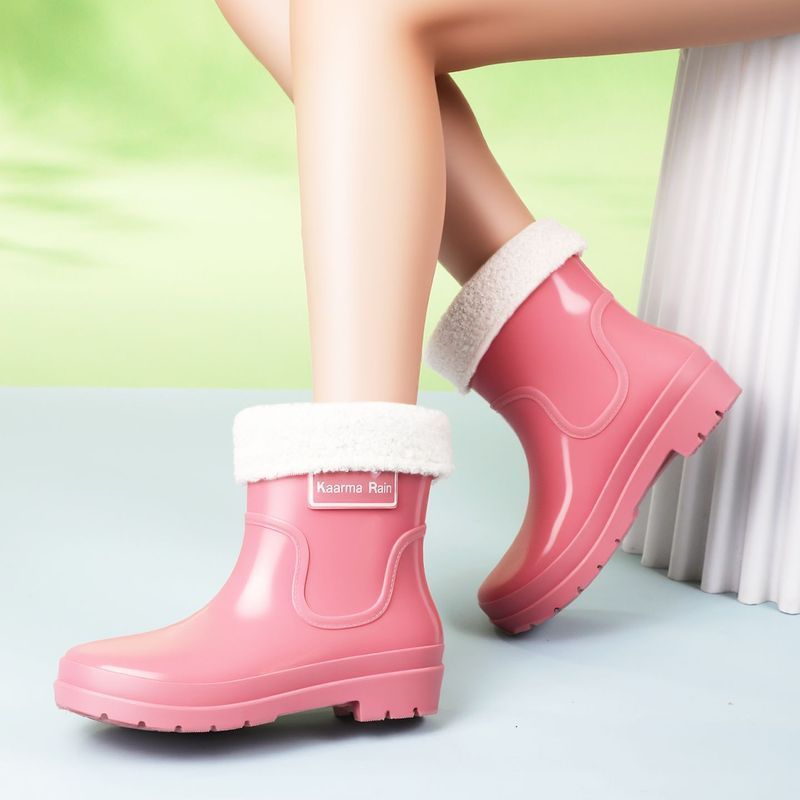 时尚短筒雨鞋中筒水鞋耐磨雨靴厨房成人保暖胶鞋女士工作防滑防水