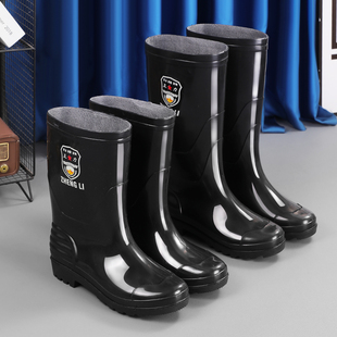 劳保男士雨鞋长筒短雨靴防水防滑加厚绒套耐酸碱特高水鞋短筒胶靴