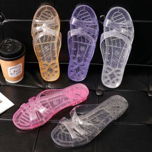 平底防滑韩版 塑料凉拖鞋 一字拖浴室中跟居家女士低跟 夏季 时尚