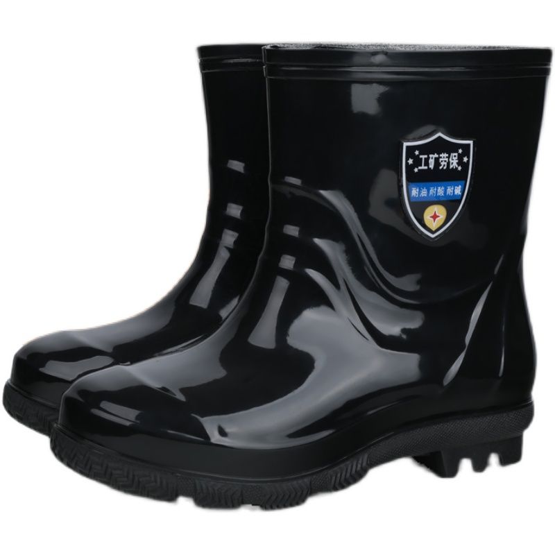 中短筒雨靴雨鞋男水鞋套鞋防水胶鞋劳保靴子耐磨黑底防水雨鞋工矿