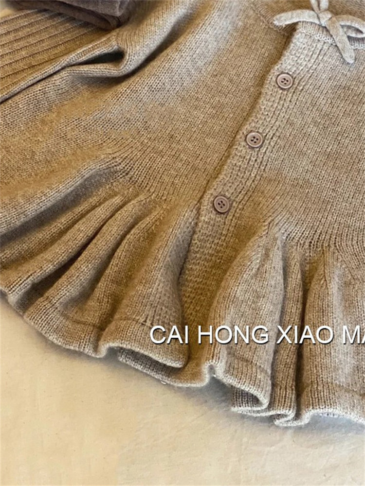 소녀 유행 2024 시즌 새로운 니트 가디건 싱글 브레스트 모직 스웨터 소녀 가을 스타일 겉옷 트렌드