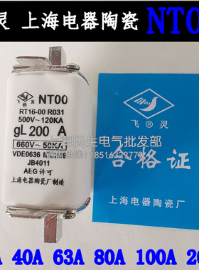 飞灵低压高分段能力熔断器保险 NT00 RT16-00 gL63A80A100A200A