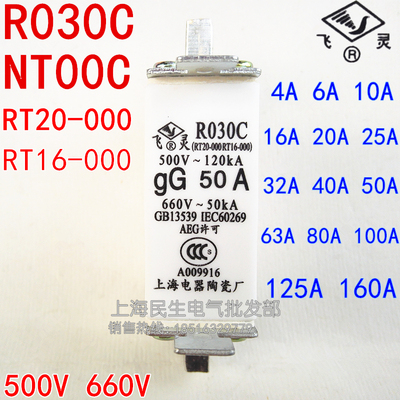 R030C NT00C RT16-000 RT20-000飞灵高分断熔断器 保险丝80A125A