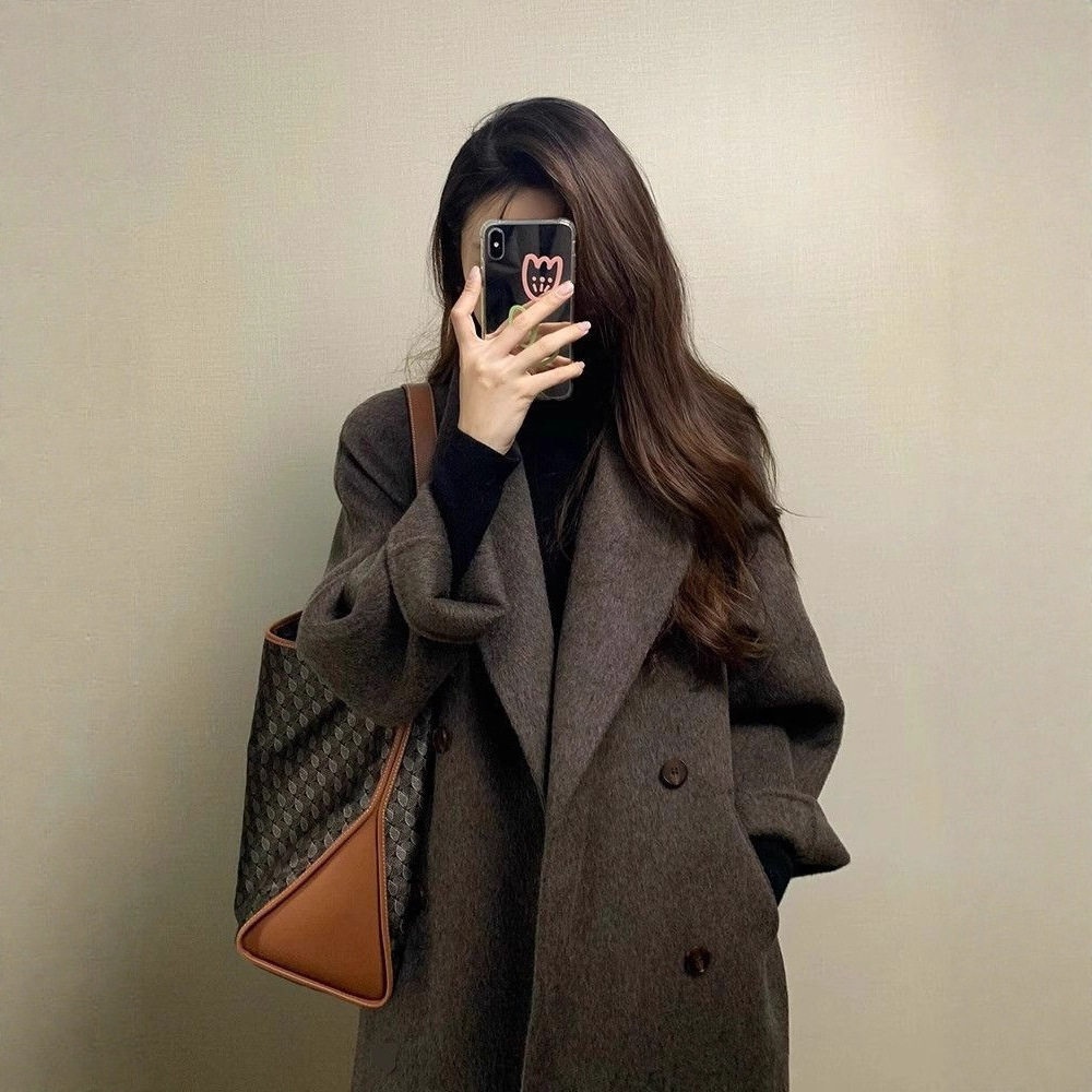 毛呢大衣女秋冬季2025新款高级感加厚外套呢子小个子中长款赫本