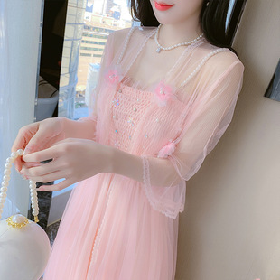 长款 超仙夏季 套装 吊带连衣裙新款 立 防晒两件套开衫 7145人收藏