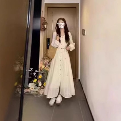 亚马逊新疆云南旅游度假内搭连衣裙子女春夏2025新款长袖穿搭长裙