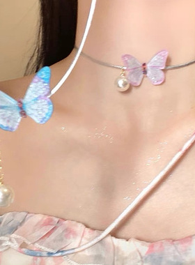 幻彩蝴蝶项链女款甜美锁骨链颈链