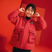 中国李宁男女小大童运动生活加绒保暖防泼水宽松运动风衣YFDV083