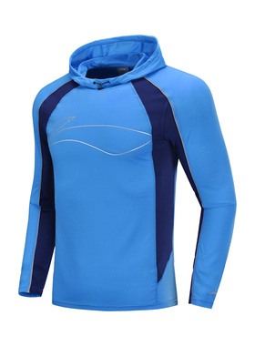 中国李宁跑步衣连帽长袖休闲宽松上衣修身男士针织运动服AAEQ011