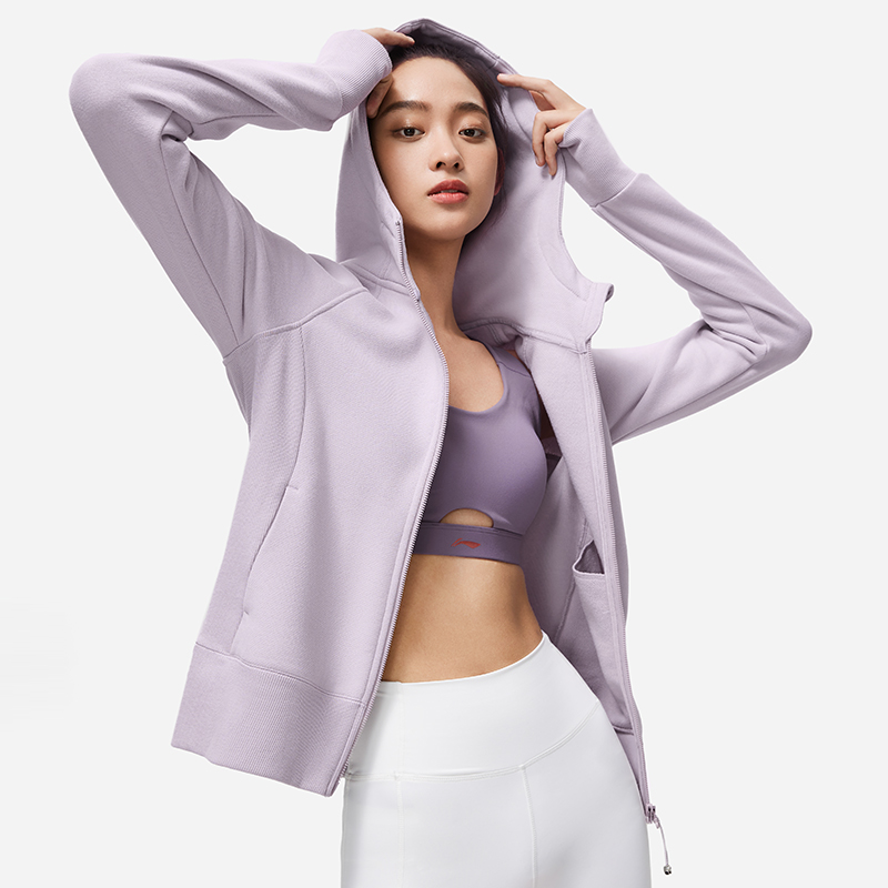 李宁户外女子连帽加绒保暖卫衣