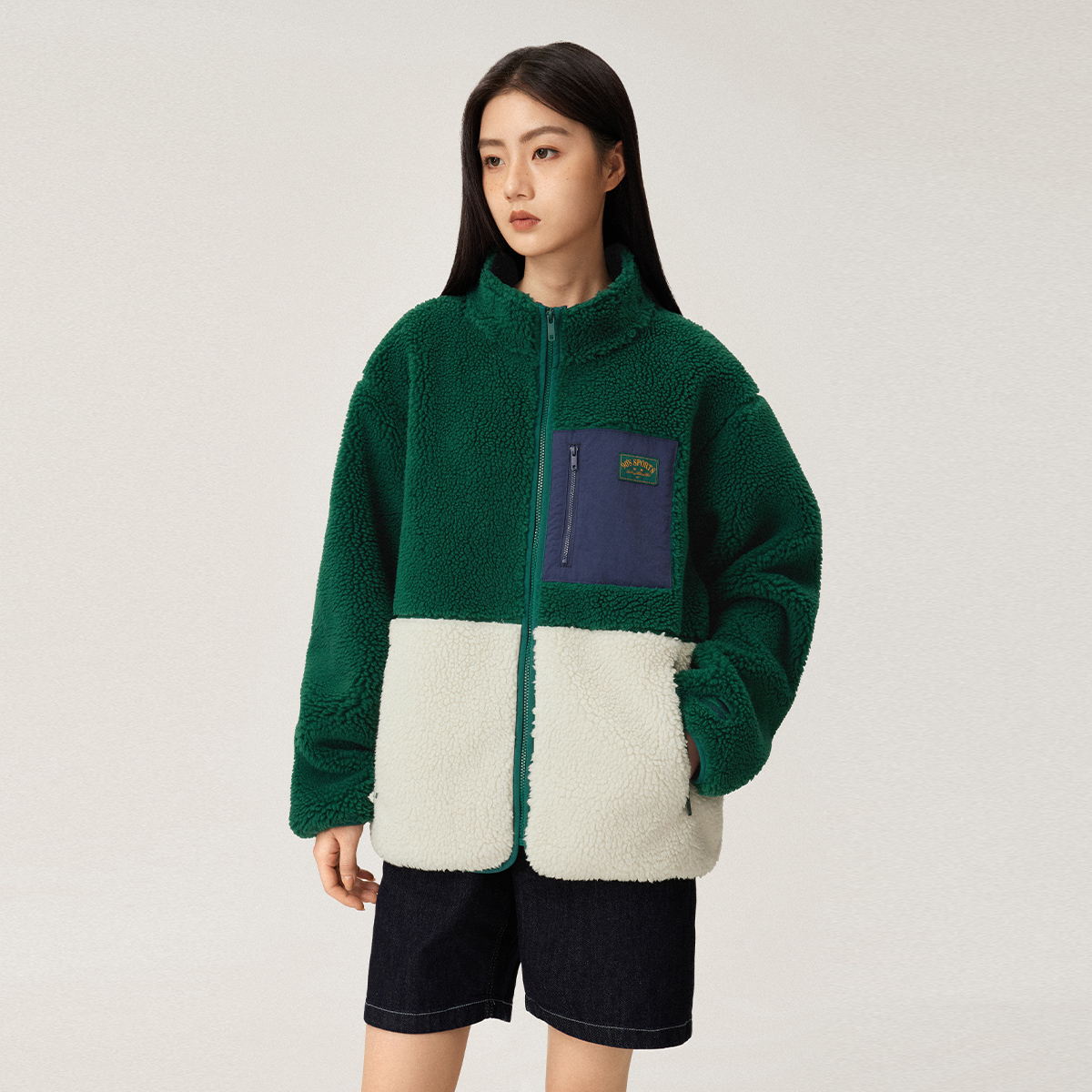 李宁男女同款立领宽松外套保暖