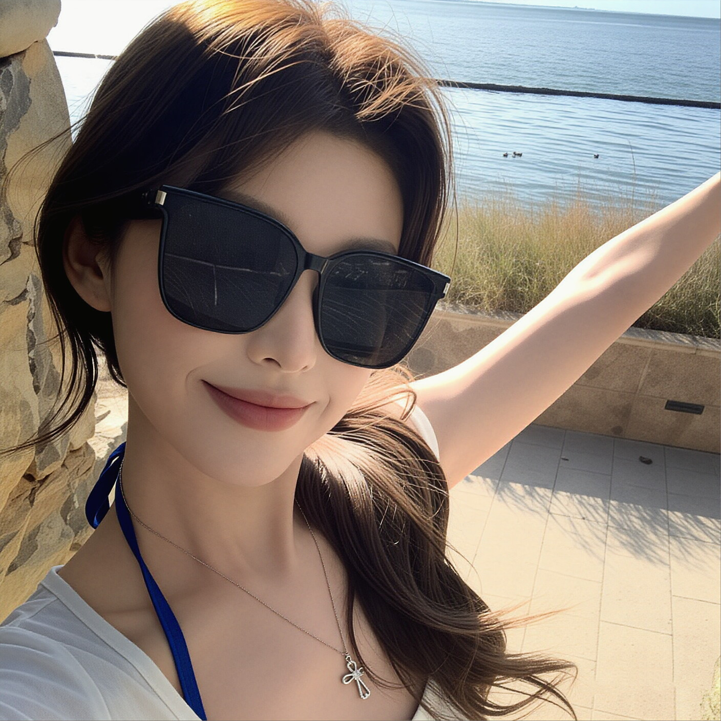 韩国网红新款高级感大框太阳镜防紫外线大脸显瘦墨镜女旅游眼镜潮