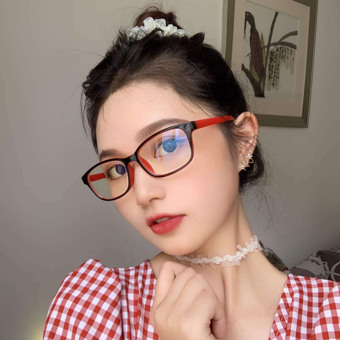 时尚红色防蓝光镜女素颜神器韩版百搭显脸小近视眼镜框架潮平光镜