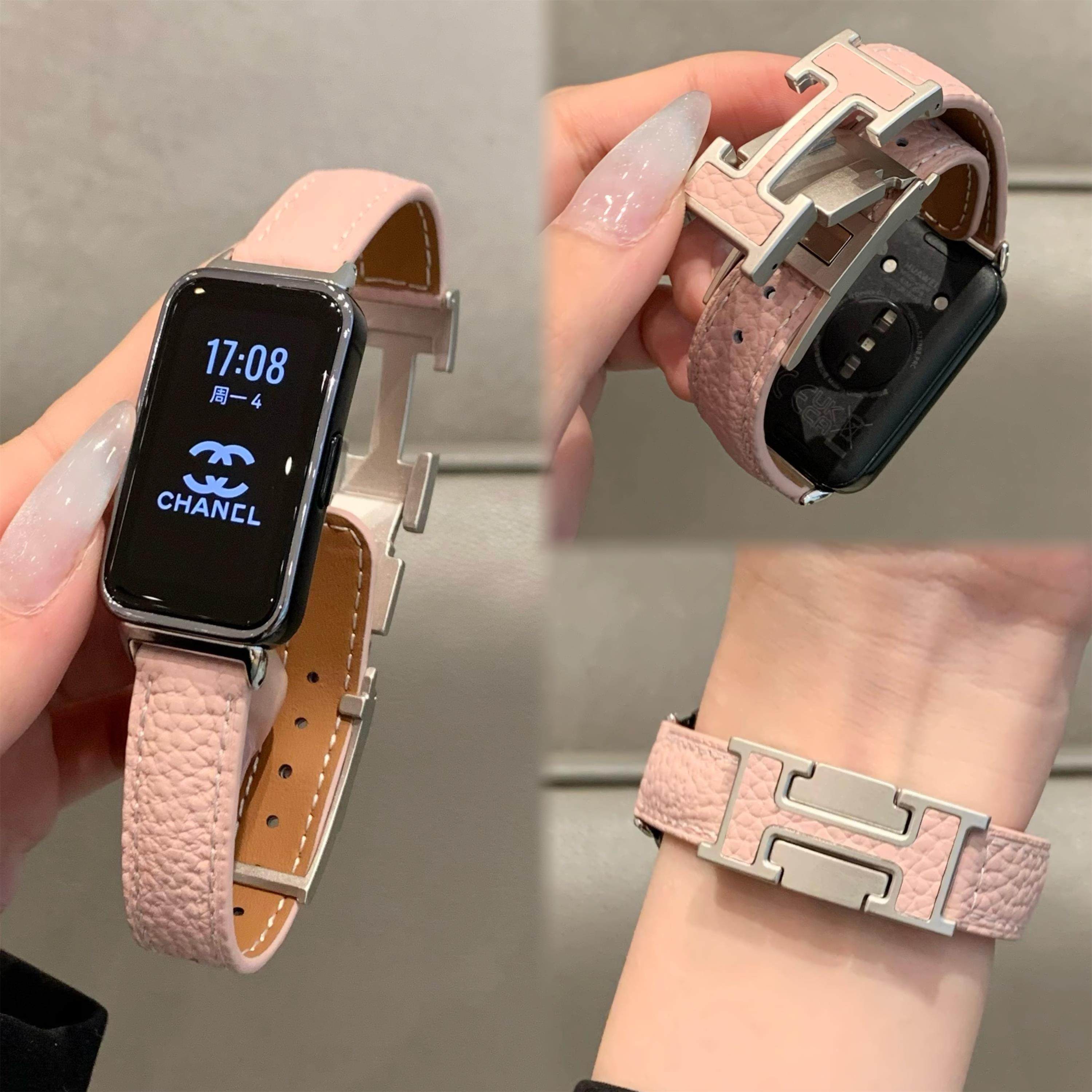 荔枝纹H扣适用华为手环10表带磁吸扣华为手环9腕带华为手环8NFC