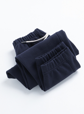 墨蓝色重磅纯棉毛圈布宽松收脚卫裤男休闲百搭运动束脚收口长裤秋