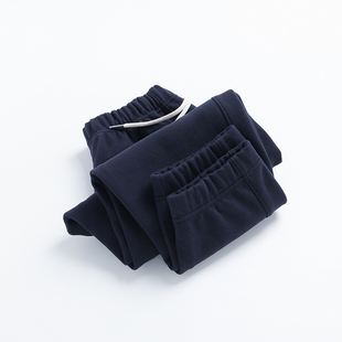 墨蓝色重磅纯棉毛圈布宽松收脚卫裤 秋 男休闲百搭运动束脚收口长裤