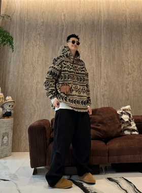 【陈发财】FACA秋冬新款复古民族风西部纹摇粒绒外套男女同款宽松