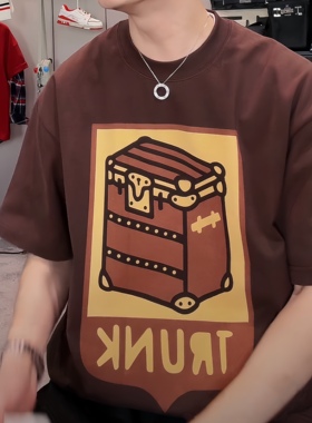 【陈发财】FA CAI L家2024新款t恤300g重磅纯棉宽松小众短袖男女