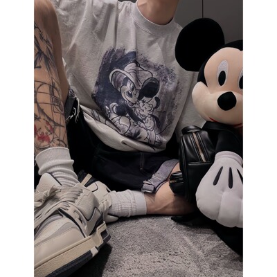 【陈发财】FA CAI新米奇和布鲁托原创设计T恤ins百搭宽松潮流短袖