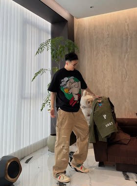 【陈发财】FA CAI新款美式复古风大力水手水洗做旧小领口男女T恤