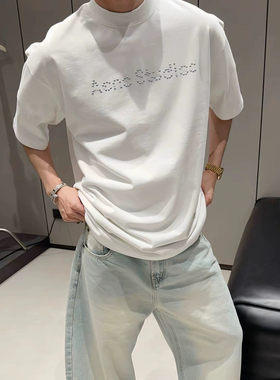 【陈发财】FA CAI新款AC钉钉字母小领口重磅纯棉宽松短袖T恤男女