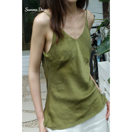 Summa Daze | 苔藓绿亮眼百搭显瘦上衣女夏季薄款宽松v领背心吊带