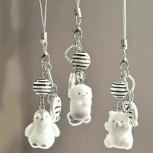 Cute Flocking Cat Mobile Phone Straps Cartoon Animal Earphon
