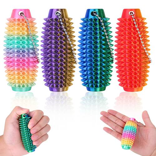 4pcs Mini 3D Printed Hard Spiky Fidget Massage Keychain Pain