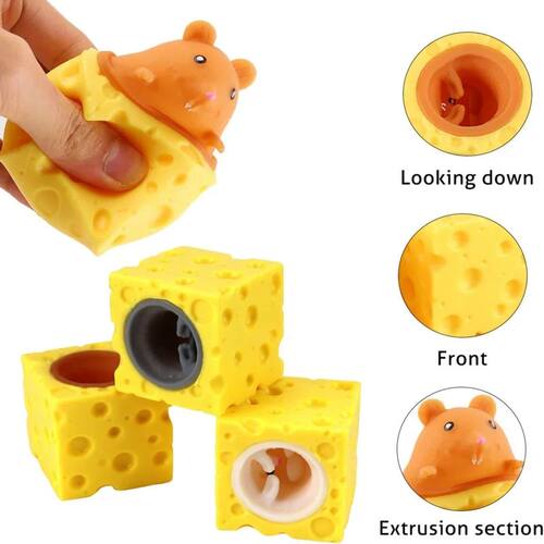 Pop Up Funny Mouse And Cheese Block Squeeze Anti Stress Toy