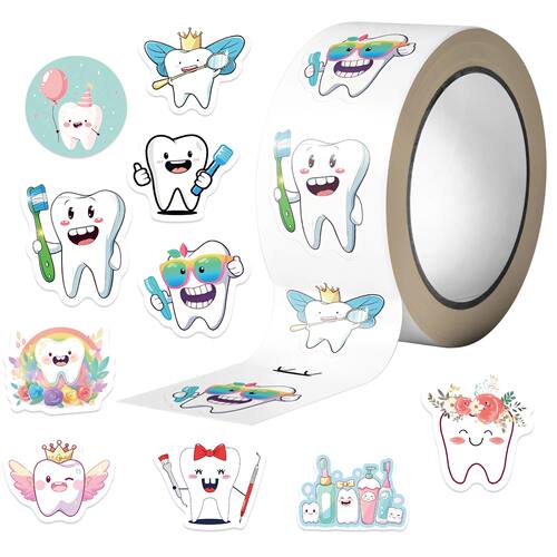 500 Sheets/roll Protect Teeth Cartoon Stickers For Kids Stud