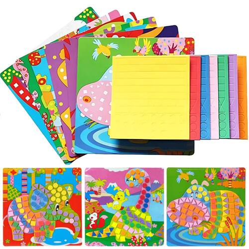 6/12pcs EVA Sticky Kids 3D Mosaics Puzzle Toy Foam Handmade