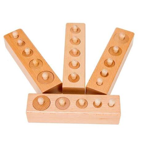 Wooden Montessori Set Cylinder Socket Puzzle Toy Baby Practi