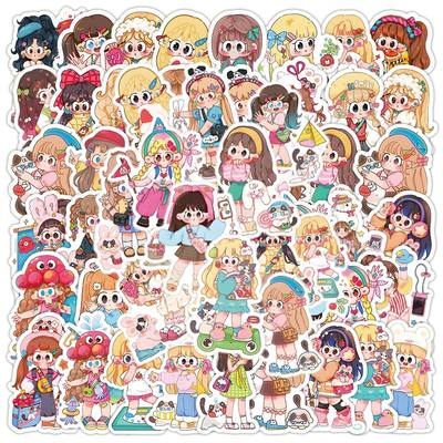 50PCS Cartoon Cute  Kawaii Girl Varied Stickers Pack for Kid