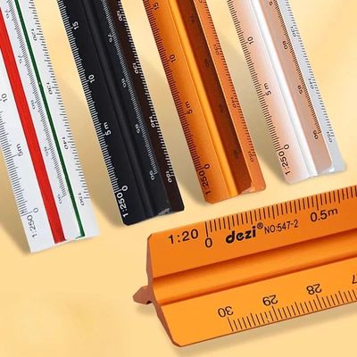 30cm Triangular Scale Ruler 1:20-1:500 Metal Plastic Straigh