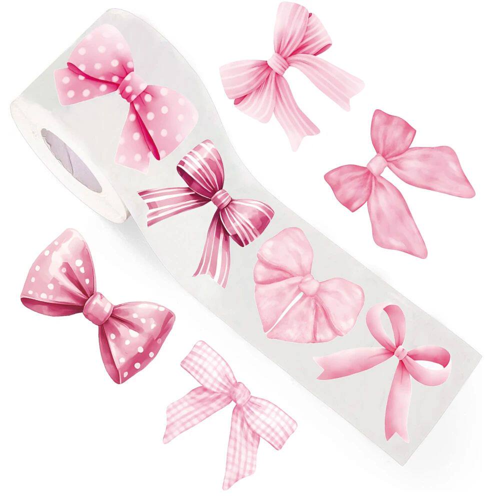 50-500pc Cute Pink Bow Sticker Scrapbooking Adhesive Sticker