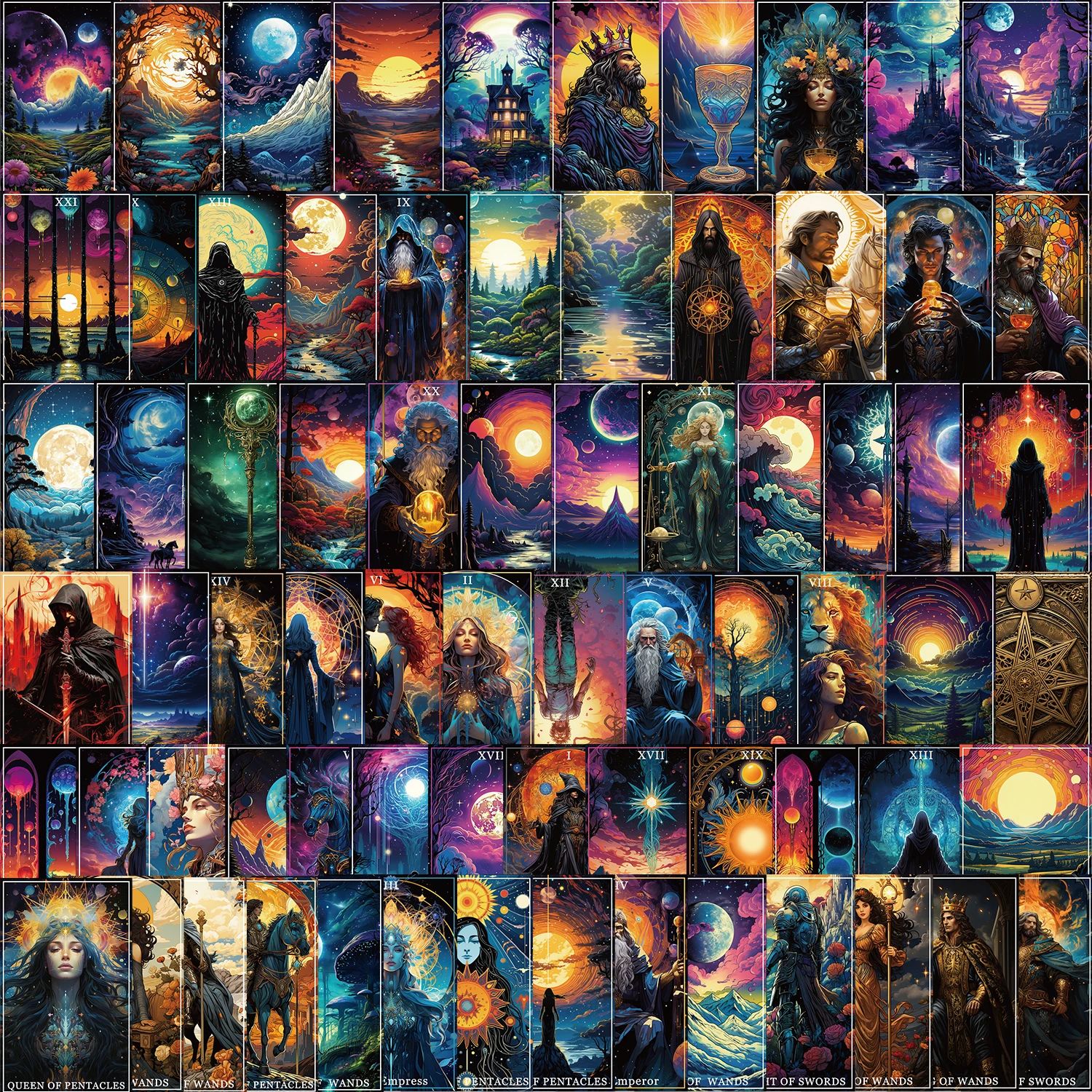 78pcs Magic Witch Moon Tarot Graffiti Stickers Cool Dark Got
