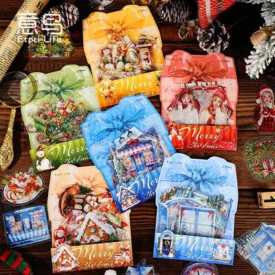 15 Pcs  PET Christmas Santa Claus themed transparent sticker