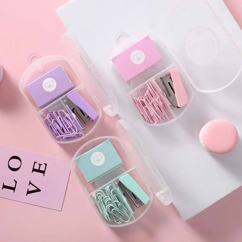Cute Mini Stapler Set With Staples Morandi Color Metal Bindi