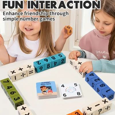 24-Point Wooden Math Cube for Kids Learning Addition Subtrac