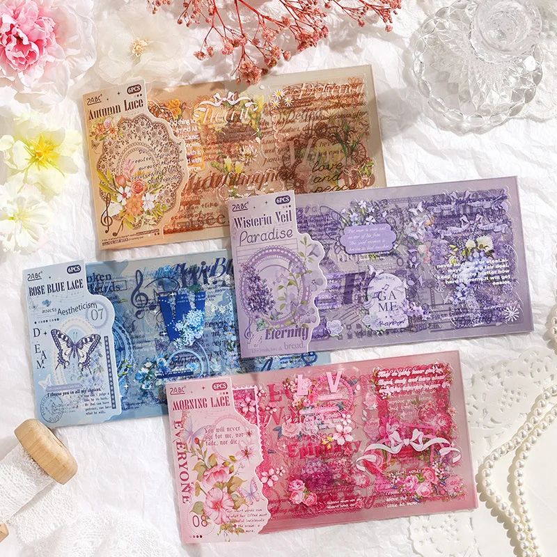 6 Sheets Watercolor Stickers pack Creativity Decorative Hand