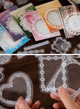30Pcs Lace Sticker Transparent PET Photo Frame Decal Sticker